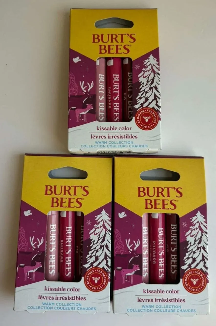 Burts Bees Kissable Color Warm Collection Lip Shimmers Bee Merry Lot of 3